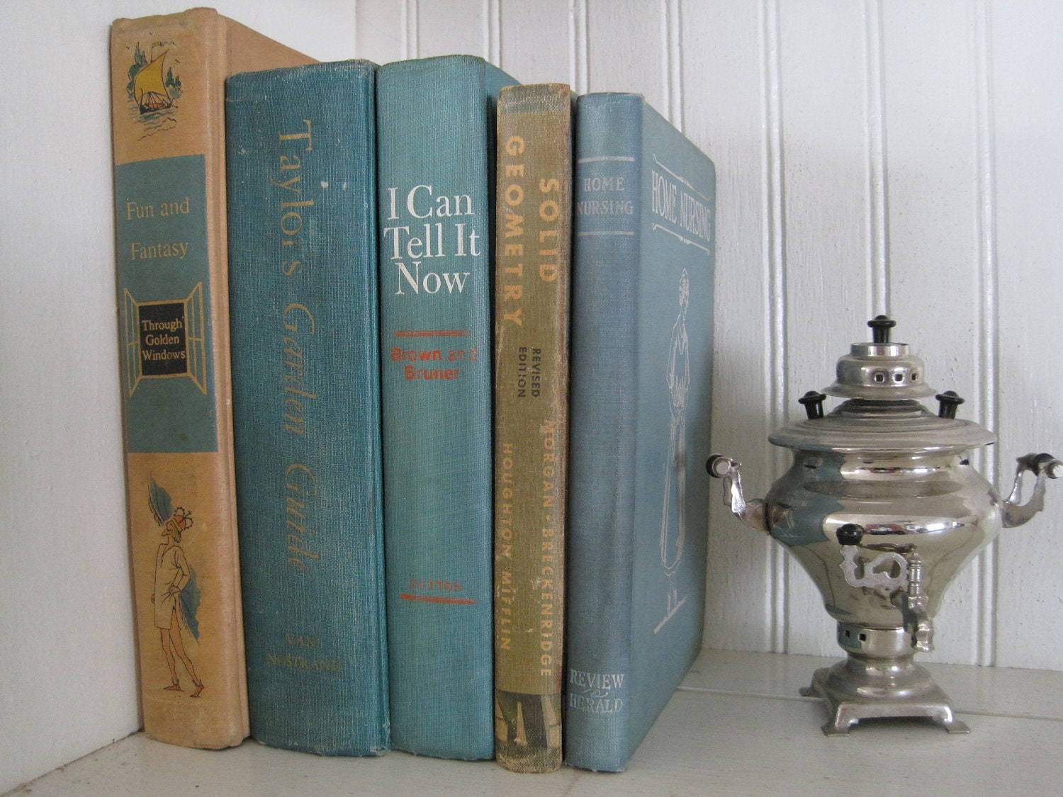 5 Vintage Aqua Blue Teal Turquoise Books Home Decor by thefarmroad