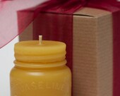 Gift Wrapped - Beeswax Candle - Sm. VASELINE JAR - by Pollen Arts -