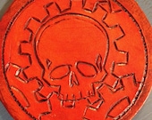 Steampunk Skull with Gears Leather Patch - MADE TO ORDER