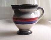 Vintage Ceramic Painted Pitcher Creamer  -- Shabby Chic -- Color Rings