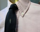1960s Navy Blue Minuteman Emblematic Narrow Repp Tie