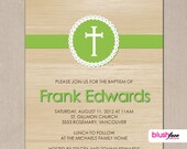 Baptism Invitation or Christening Invitation - Wood texture style - baby girl invitation - baby boy invitation - digital or printed