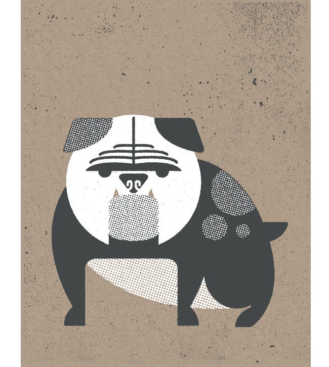 English Bulldog 8 x 10 Screenprint Art