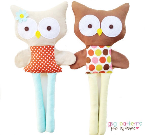 Owl Sewing Pattern - Boy Owl Girl Owl Doll Sewing Pattern - PDF