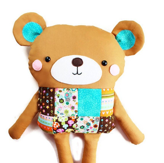 Bear Sewing Pattern Easy PDF Patchwork Sewing Pattern Bear Doll Softie