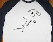 Shark Shirt - Kids Shirt - Hammer Shirt - Raglan Tee - Girls Shirt or Boys Shirt - Sizes 8, 10, 12  - Gift Friendly