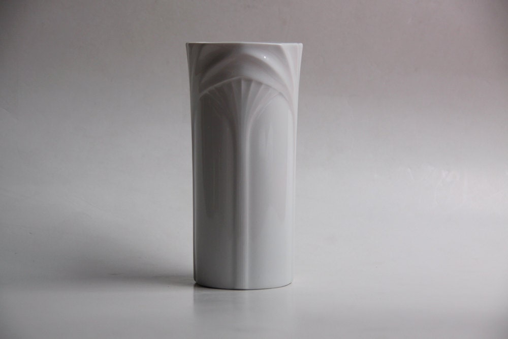 Vintage Op Art White Vase - Hutschenreuther 60s
