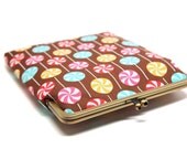 Sweet lollipops iPad sleeve with metal kisslock clutch