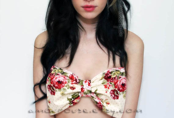 English Garden Floral Print Bow Bandeau