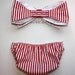 Red and White Stripe Bow Bandeau Set