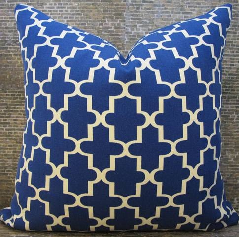 Designer Pillow Cover -  Taza -  2 Colors Available Black or Blue - 18 x 18 - Outdoor