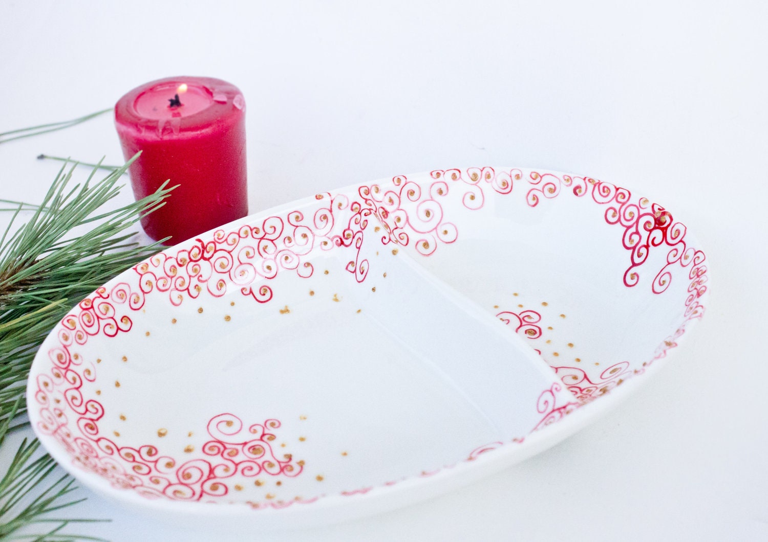 Christmas cookie plate - Decorative hand painted cookie server