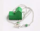 City Necklace Green and Silver