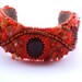 EBWC Bead embroidered cuff "Tangerine tango lure", beads embroidered bracelet, beaded bracelet cuff with carnelian CIJ