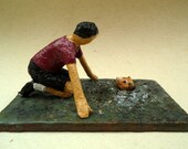 Boy and Praire Dog - Original Paper Sculpture