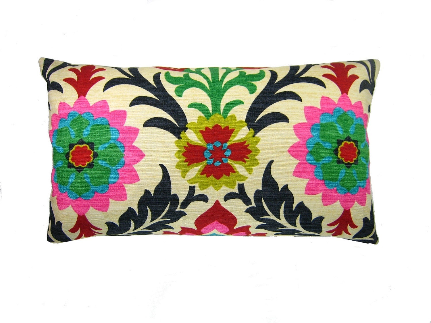 Decorative pillow cover / floral / 12 x 20 / colorful / lumbar pillow