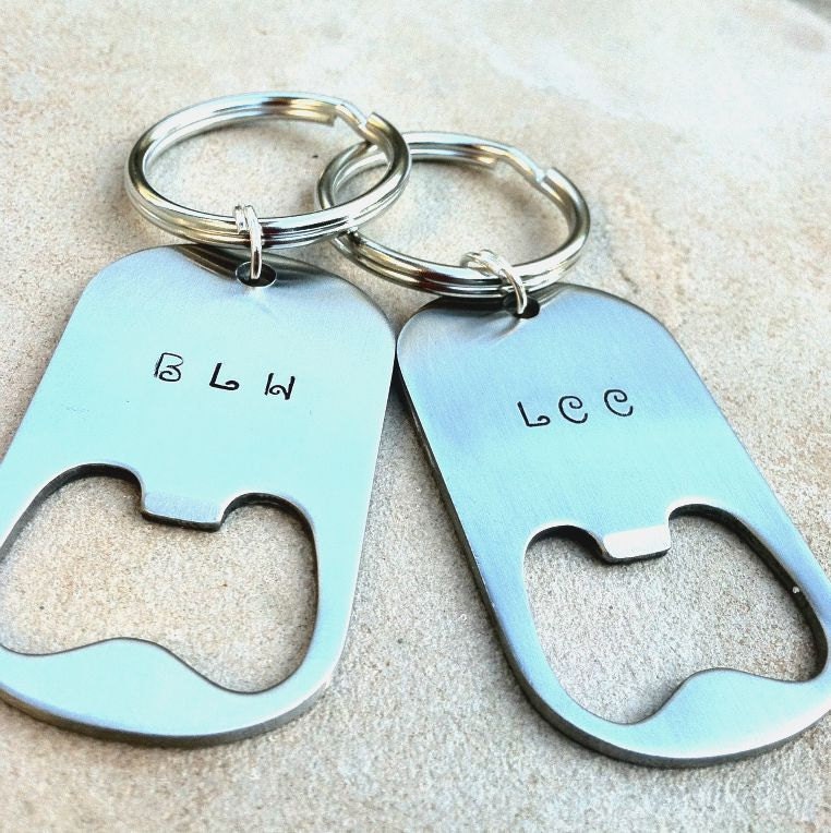 personalized bottle opener Key Chain, Mens Key chains, dad key chain, father key chain, camping key chain, couples key chain