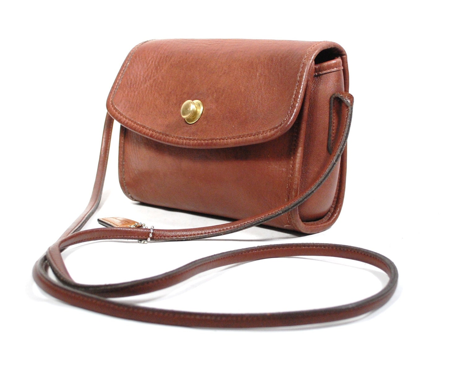 Vintage Burgundy/Brown Leather  COACH Handbag Purse Pouch