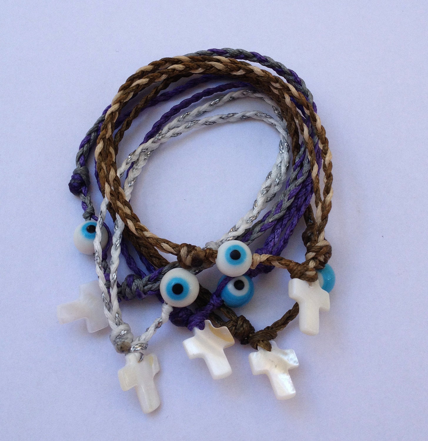 Greek Evil Eye and Cross Swim and Surf Bracelet