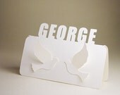 50 Place Cards, Doves, Two Pigeons, Wedding, Cutout, Scrapbook, Papercut by Mama Tita