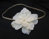 Antique Style Ivory Pearl Flower Baby Girl Newborn Headband, Photo Prop, ALL SIZES AVAILABLE