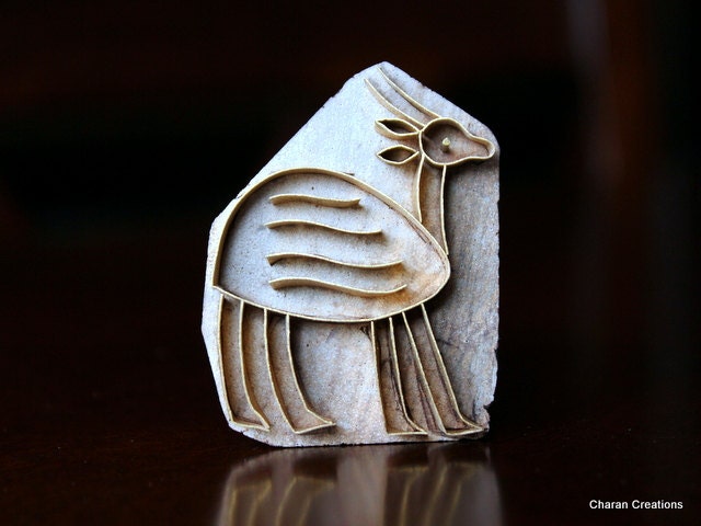 Handmade Brass Indian Wood Textile Block Stamp -OOAK Stylized Deer Motif