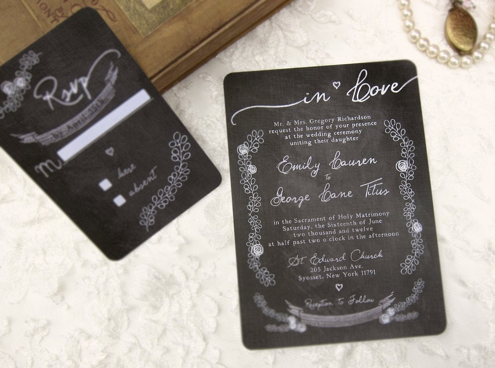 SAMPLE - Chalkboard Wedding Invitations - Chalk It Up Love