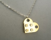 Custom Gold Chromed Heart Necklace - made with LEGO(r) bricks