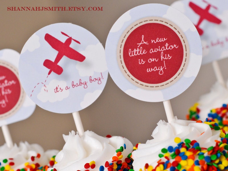 Print Your Own Plane Baby Shower Party Circles