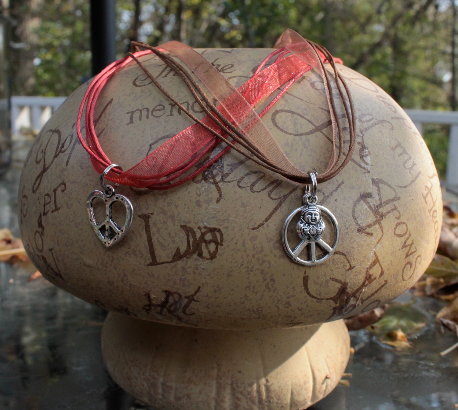 PEACE PENDANT on a SATIN Ribbon Necklace on Special reg. 9.00 for 5.00