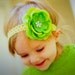 baby hair bow flower ... lime green flower hair bow... newborn headband... lovely hairbow for infant, toddler and little girls