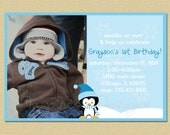 Penguin Winter Wonderland Christmas Birthday Invitation (Boy) Il_170x135