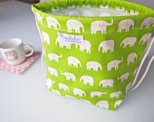 Large Chid's Backpack Lunch Bag - Green Elephants