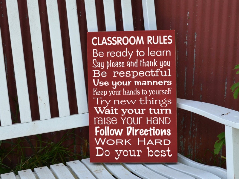 Classroom rules painted wood sign