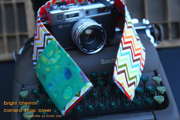 Bright Chevron DSLR Padded Camera Strap Cover