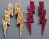 3" Glam Style Large GLITTER Lightning Bolt Earrings