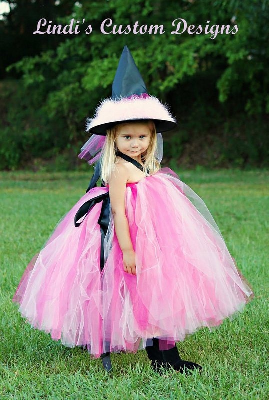 Diva Witch Pink & Black Tutu Costume for Girls 6 - 8 yr or up to a 25" Chest Measurement for Parties, Halloween, Dress-up