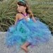 Goddess of the Ocean Sea Mermaid Long Style Tutu Halter Dress adorned with Pearls 2T - 6 yr up to 24" Chest Measurement