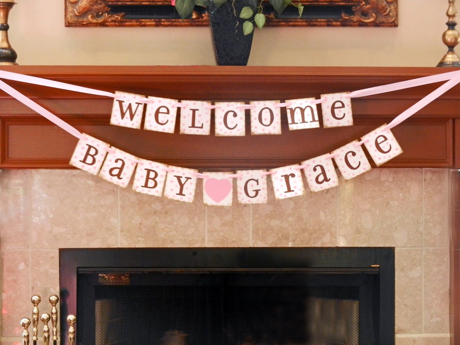 Baby Shower Baby Nursery Welcome Baby Personalized Name Banner Can Custom Colors