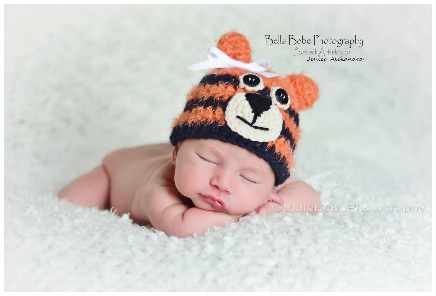 Auburn Tiger Baby Hat photography prop - Girl or Boy, Made to Order