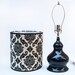 Black ceramic lamp with damask shade,