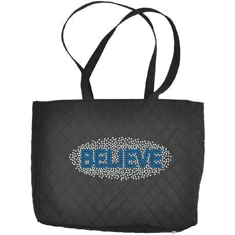 Rhinestone Large Handbag- BELIEVE Scatter design...MEGA Bling...tote bag microfiber