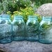 4 Antique Blue Ball Perfect Mason One-Quart Jars Wedding - Home Decor - Collectibles
