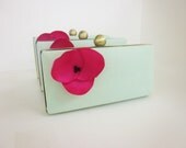 bridesmaid clutch set of 3, mint and fuchsia clutch set, mint minaudiere, fuchsia minaudiere