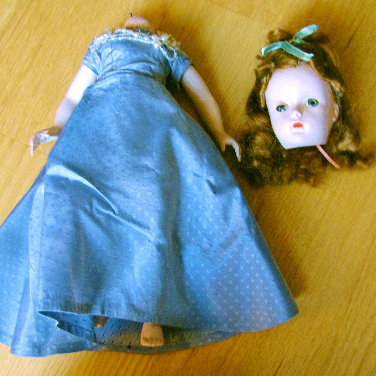 Unstrung 14inch Madame Alexander Doll - Pearl trim Dress and Parasol Umbrella