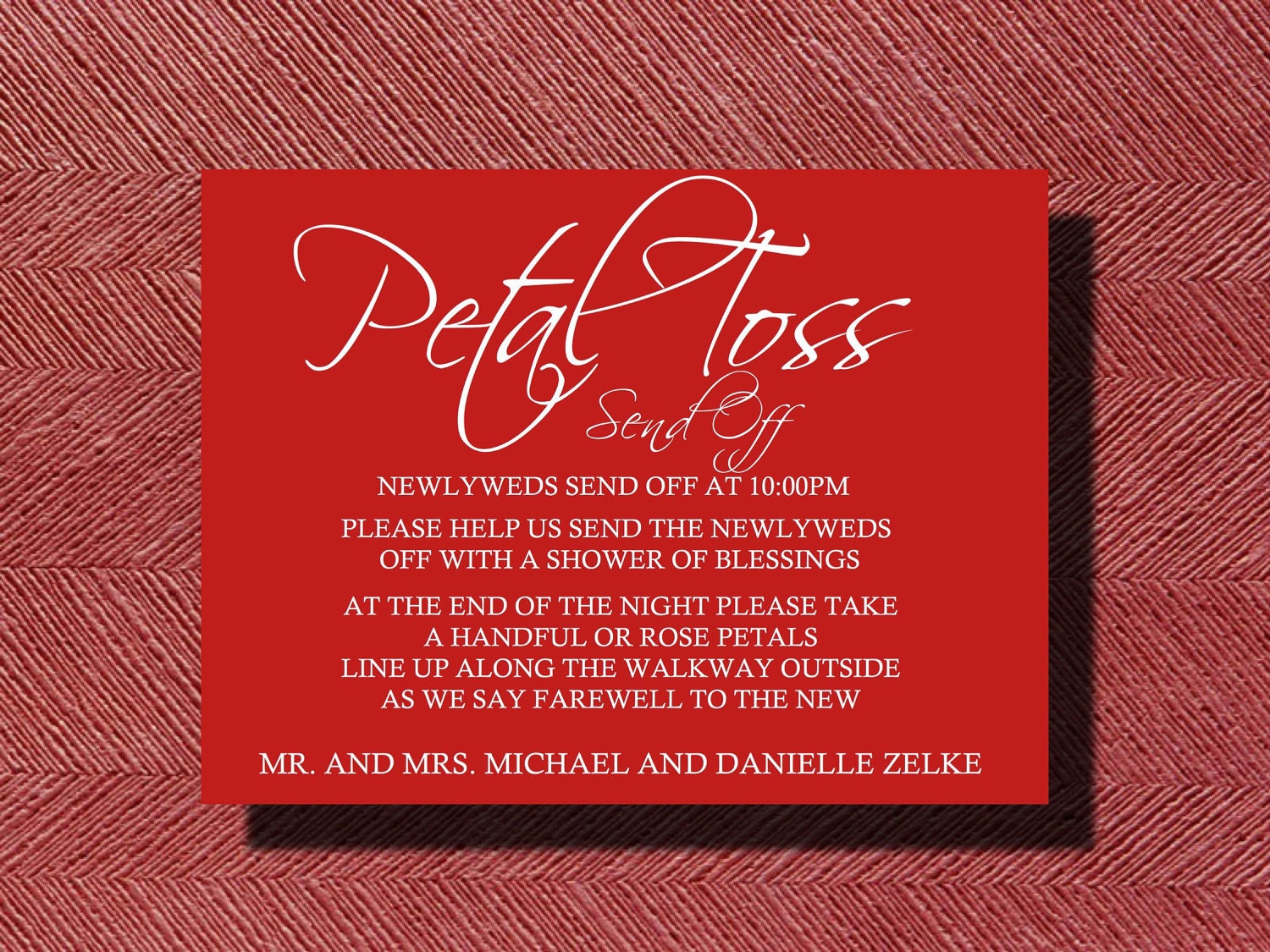 Custom Designed Wedding Petal Toss Send Off Sign