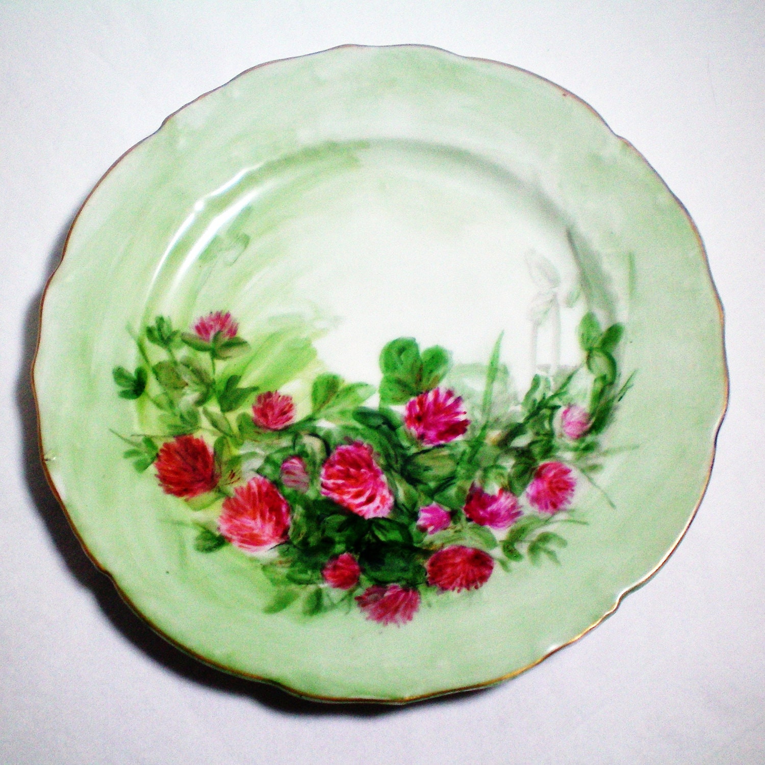 Austrian Hand Painted Clover Blossom Plate - Vintage