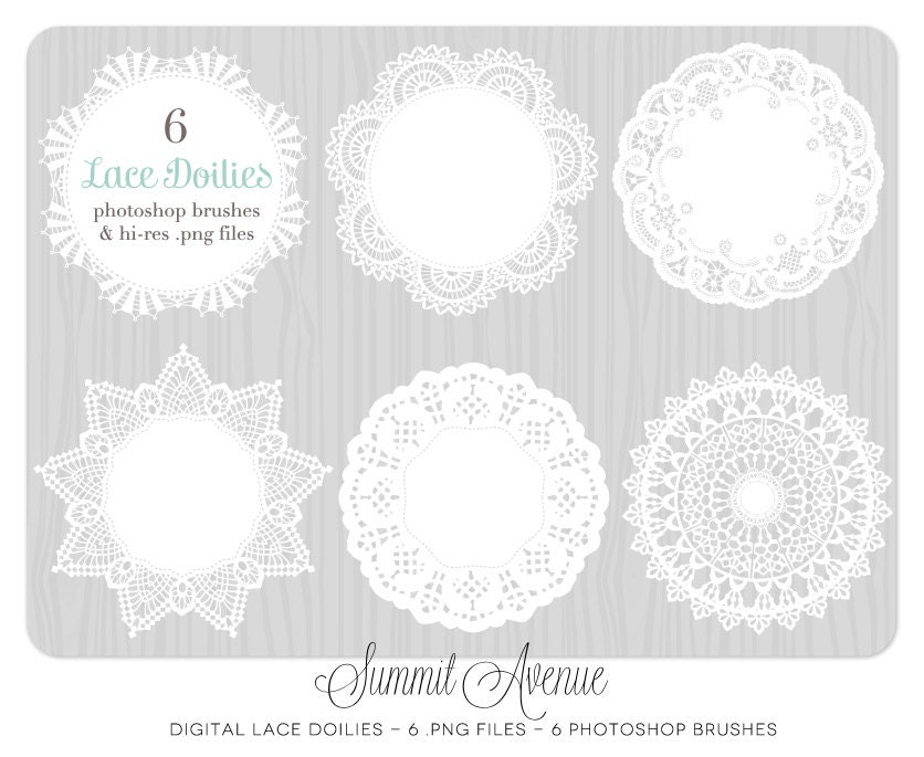 INSTANT DOWNLOAD Digital Lace Doilies - photography or personal use - clip art & Photoshop brushes