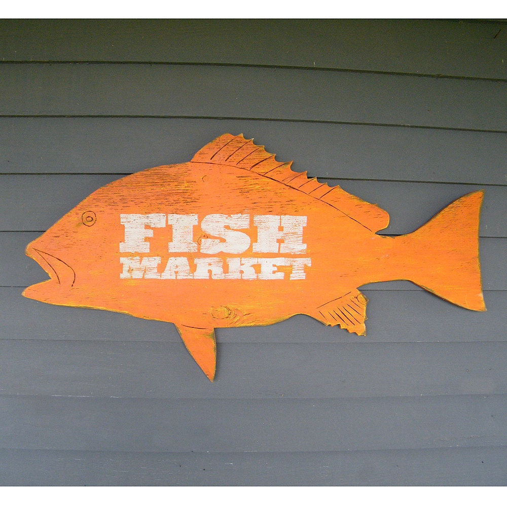 Fish Market Sign Snapper Vintage Inspired Trade Sign Wall Art Beach Coastal Sign