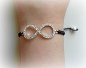 INFINITY Bracelet, Dazzling Crystal Silver Eternity Sign, Macrame Bracelet, Adjustable Bracelet, Harmony Bracelet